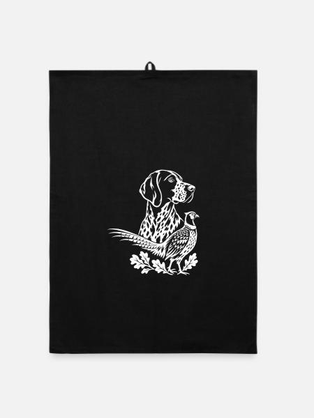 Hundesilhouette in Blütenlinie - Organic Geschirrtuch - Schwarz
