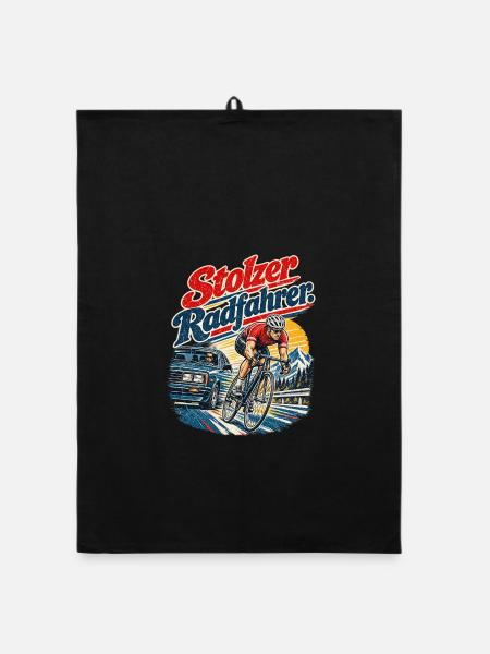 Stolzer Radfahrer Geschenkidee - Organic Geschirrtuch - Schwarz