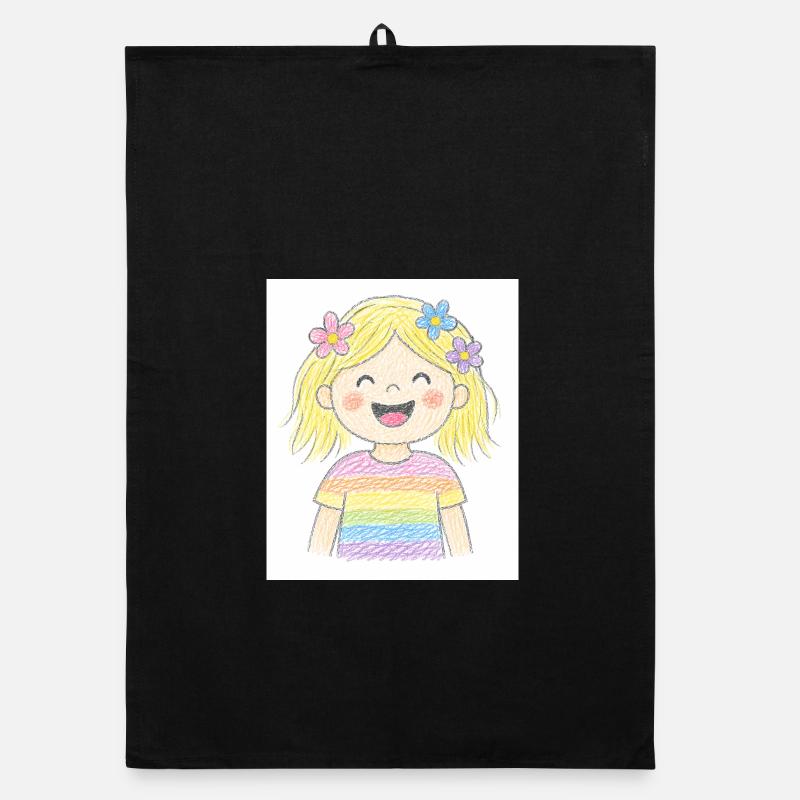 La fille joyeuse rit aux éclats Torchon bio
