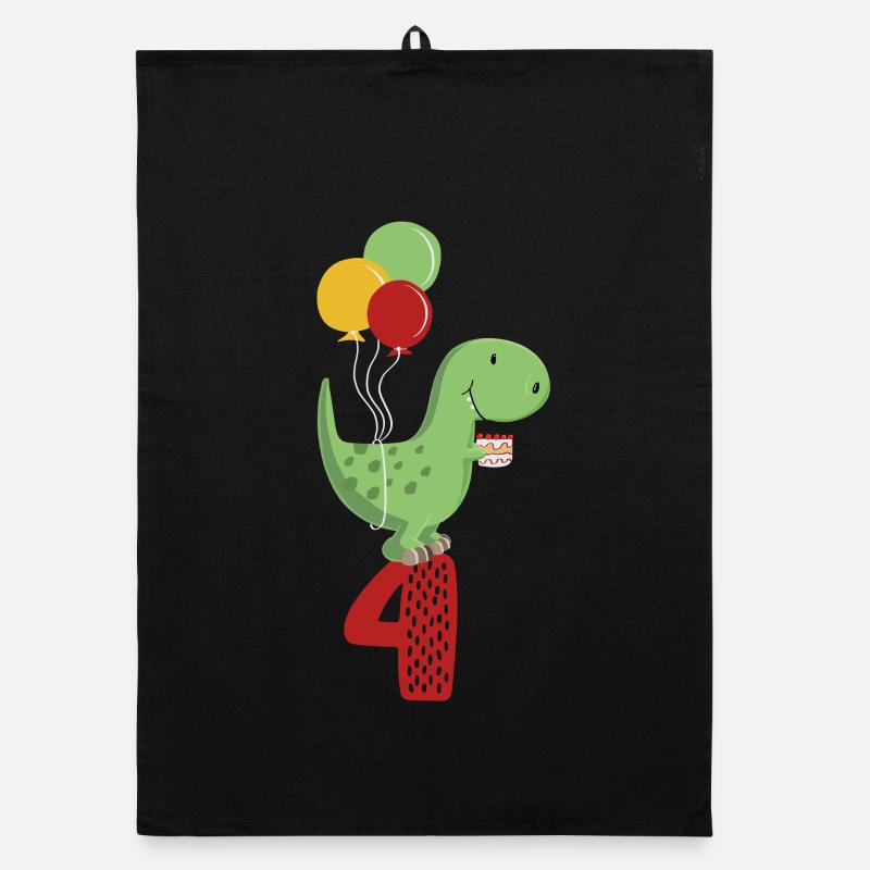 Vierter Geburtstag Junge T Rex Dinosaurier Organic Geschirrtuch