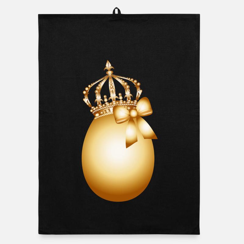 Oeuf d’or avec couronne dorée et boucle d’or Torchon bio