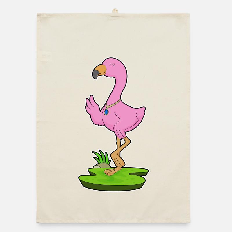 Flamingo Halskette Organic Geschirrtuch