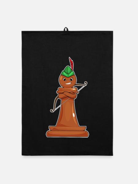 Chess piece pawn chess - Organic dish towel - black - Front
