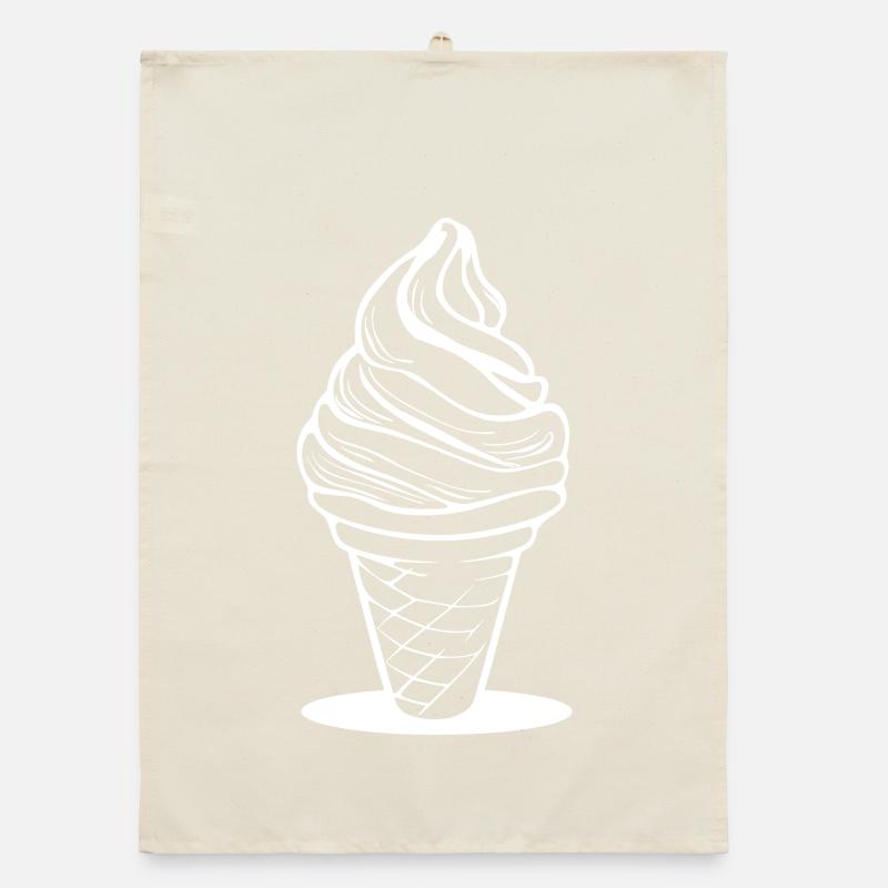 cream cone sketch Organic dish towel