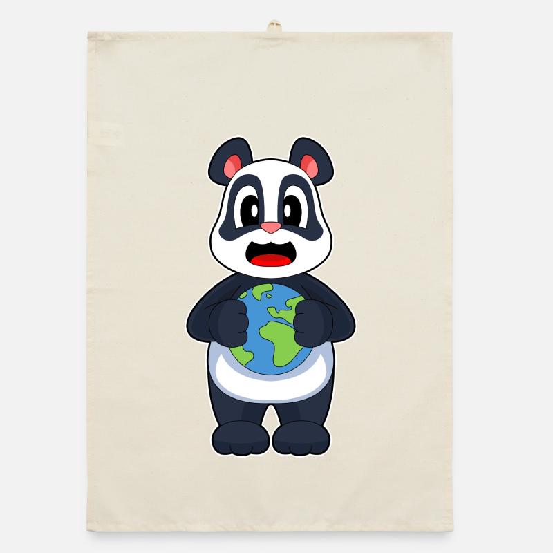 Panda Erdkugel Organic Geschirrtuch