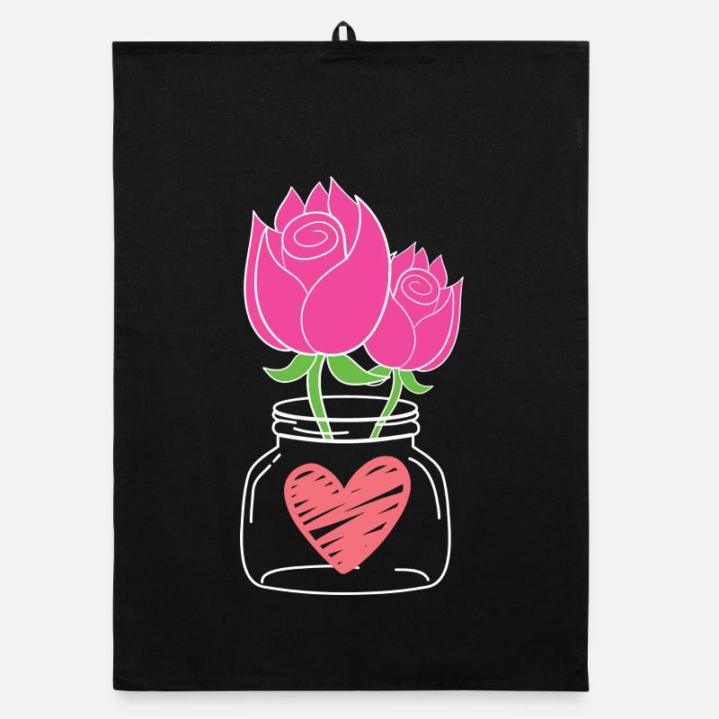 Umarmende Rosen im Einmachglas-Druck Organic Geschirrtuch