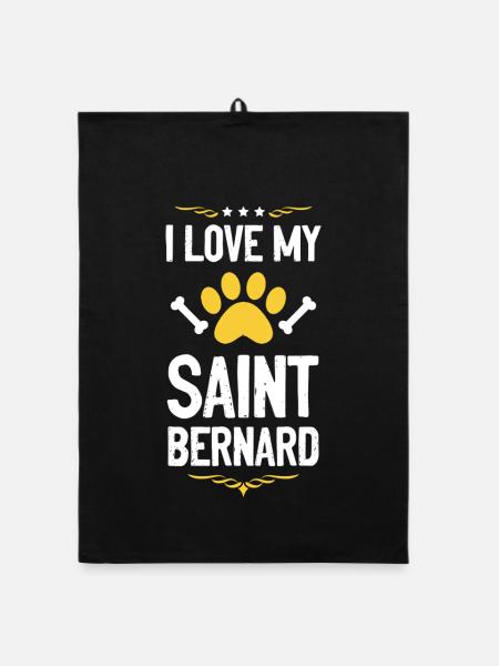 J’aime mon Saint-Bernard - Torchon bio - noir - Devant