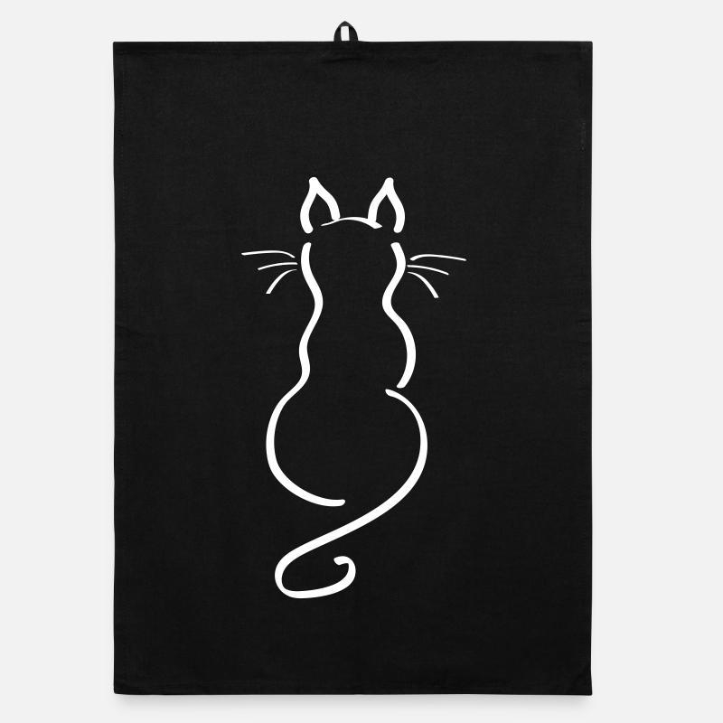 Cat Minimalist Line Back Plain Organic dish towel