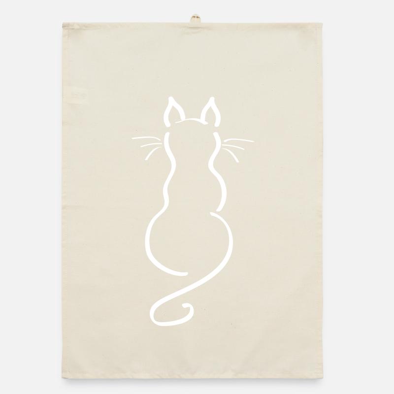 Cat Minimalist Line Back Plain Organic dish towel