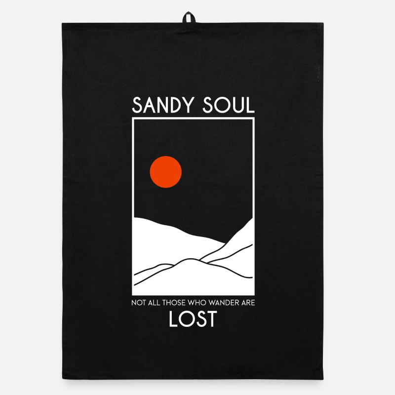 Déserts de sable / dunes de sable avec un soleil rouge Torchon bio