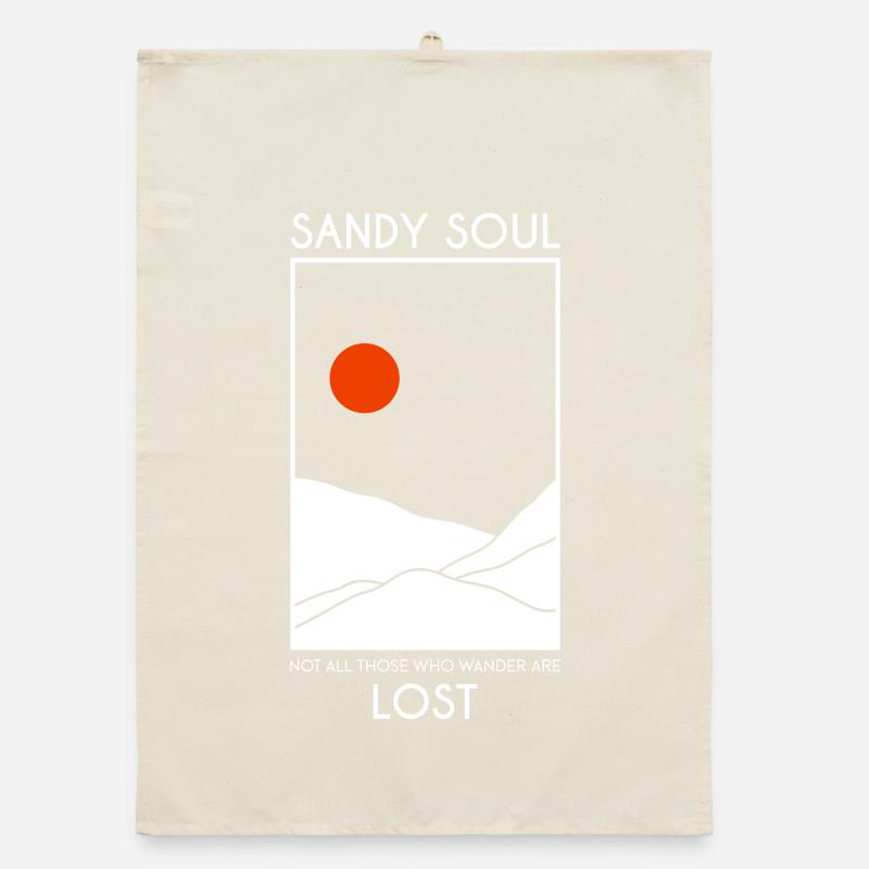 Déserts de sable / dunes de sable avec un soleil rouge Torchon bio