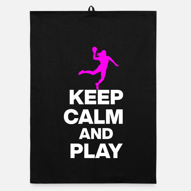 KEEP CALM AND PLAY HANDBALL! EM GESCHENK GERMANY s - Organic Geschirrtuch - Schwarz