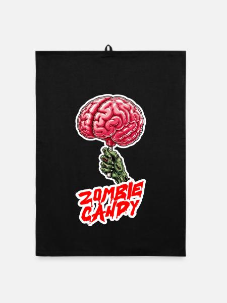 Zombie Brain Halloween - Organic Geschirrtuch - Schwarz - Vorne