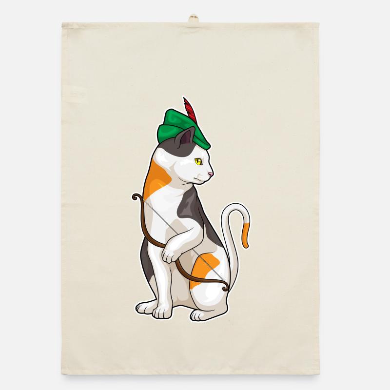 Cat Archer Bow Organic dish towel