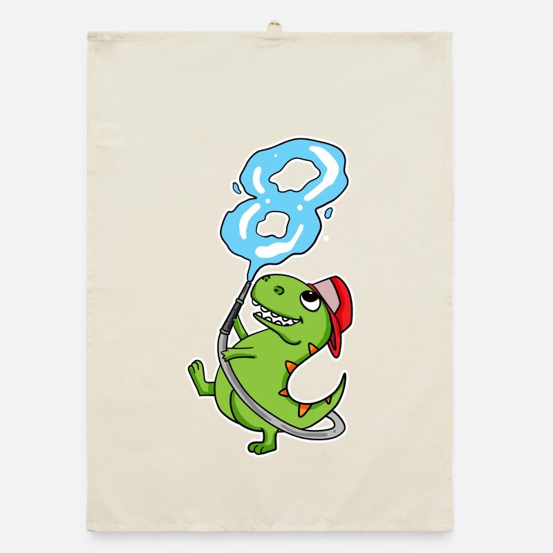 8e anniversaire dinosaure pompier cadeau Torchon bio