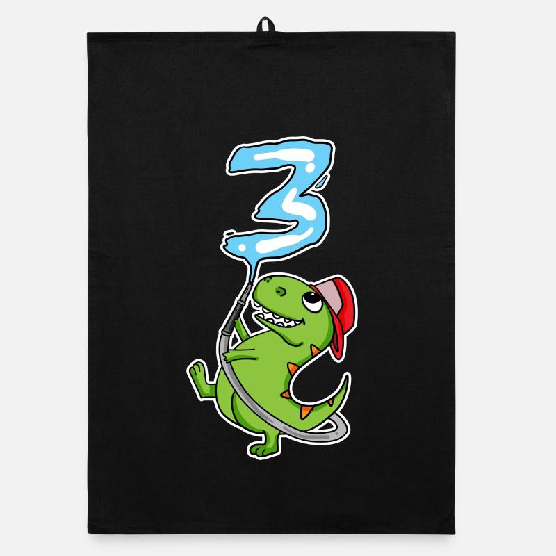3ème anniversaire dinosaure pompier cadeau Torchon bio