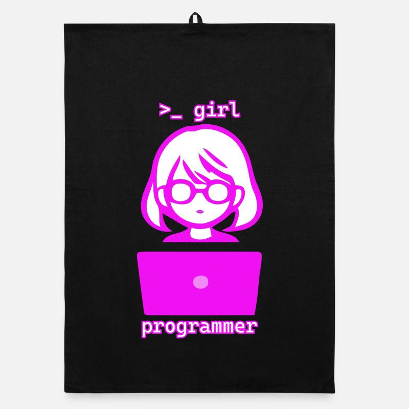 Woman with computer girl programmer Organic dish towel