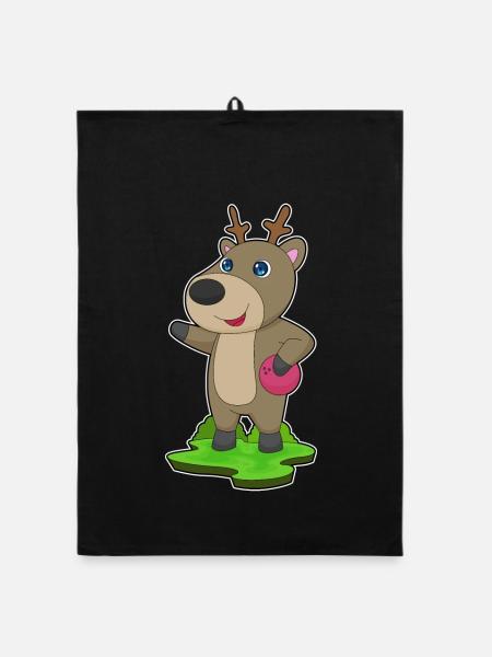 Deer Bowling Bowling Ball - Organic dish towel - black - Front