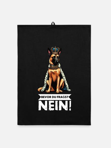 Before you ask: Malinois Belgian Shepherd - Organic dish towel - black - Front