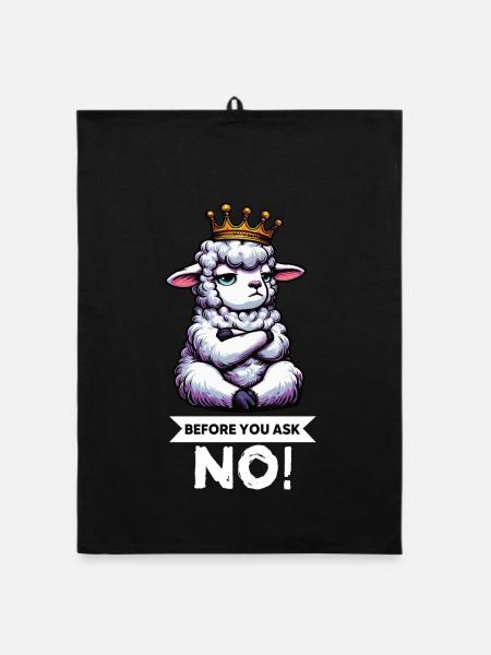 Avant de demander brebis, moutons, bergers, bergers, détenteurs de moutons, - Torchon bio - noir - Devant