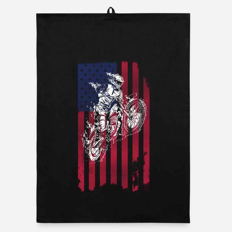 Dirt Biking USA Flag  Organic dish towel
