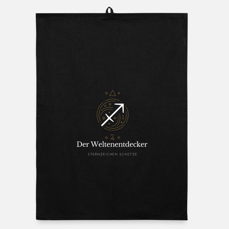 Der Weltenentdecker - Sternzeichen Schütze - Organic Geschirrtuch - Schwarz