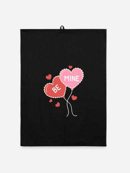 Be Mine - message of love - Organic dish towel - black - Front