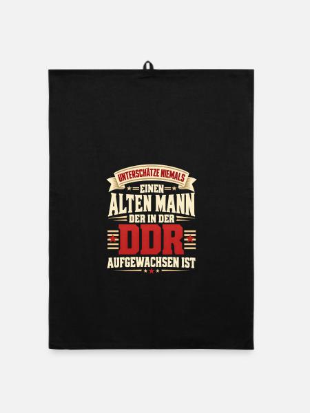 Alter Mann aus der DDR – Lustiger Ossi Spruch - Organic Geschirrtuch - Schwarz