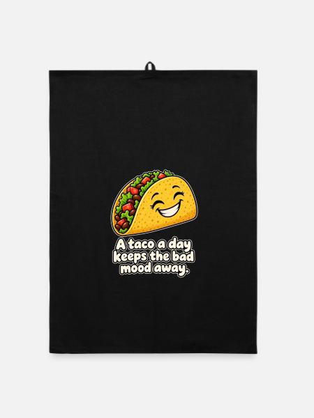 Taco gegen schlechte Laune - Organic Geschirrtuch - Schwarz