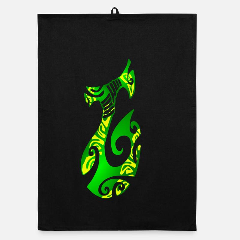 MATAU - Vert (hameçon polynésien) Torchon bio