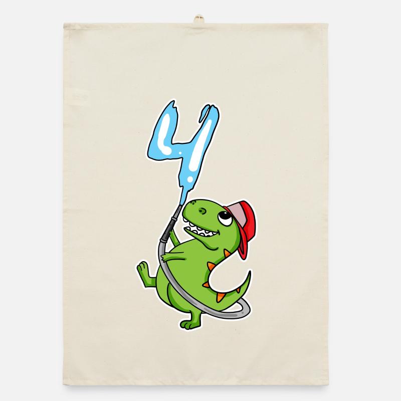 4e anniversaire dinosaure Torchon bio