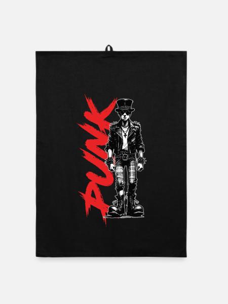 Punks with a hat - Organic dish towel - black - Front