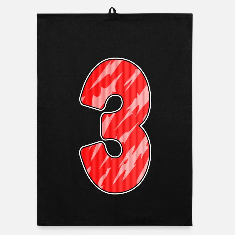 Three - 3 - Number 3 - Number 3 Red Pattern Organic dish towel