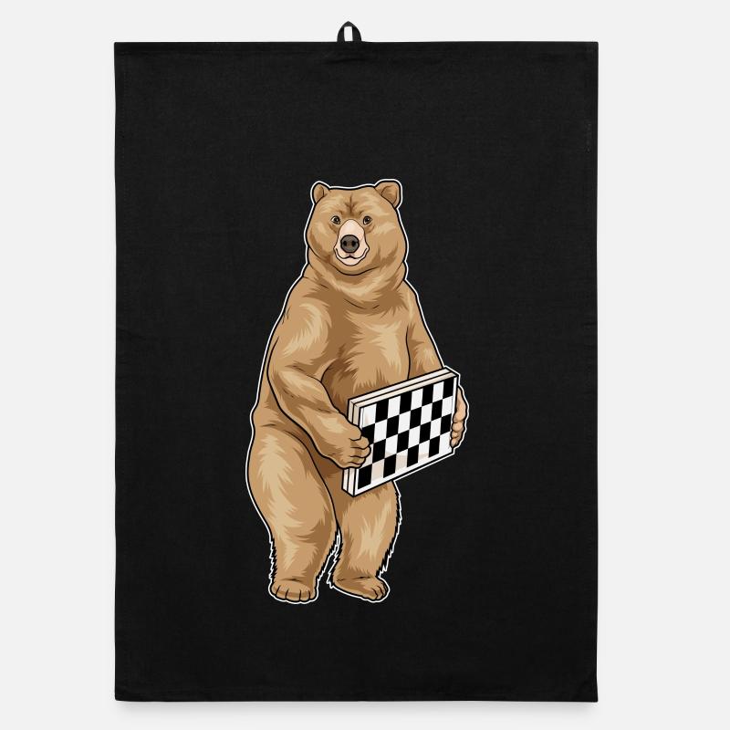 Bear Chessboard Chess Board Game Organic dish towel