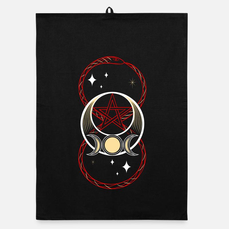 Serpent avec symbole de l’infini et triple lune Torchon bio