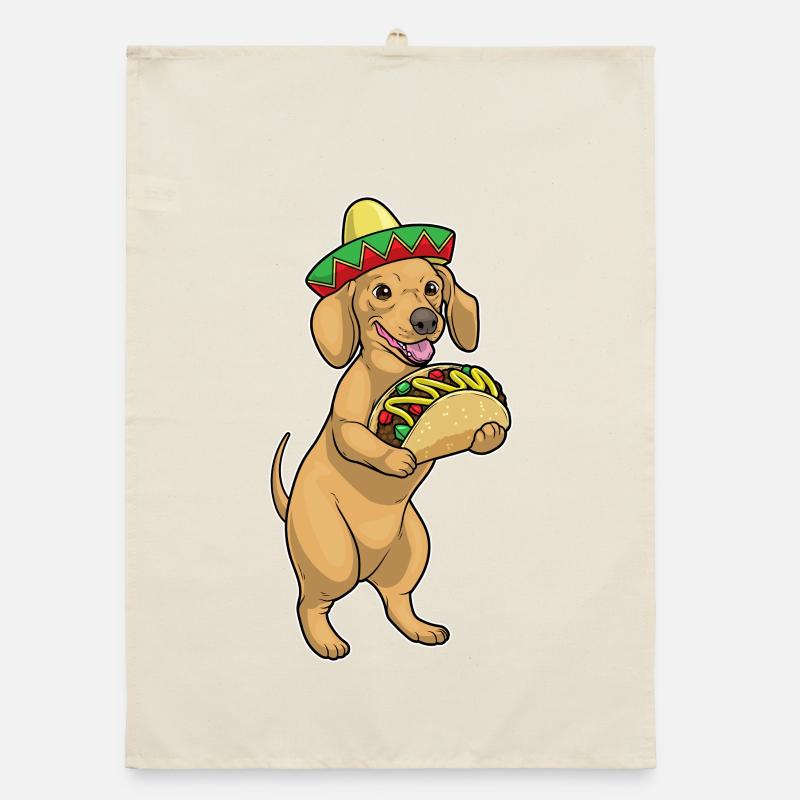 Dachshund Taco Organic dish towel