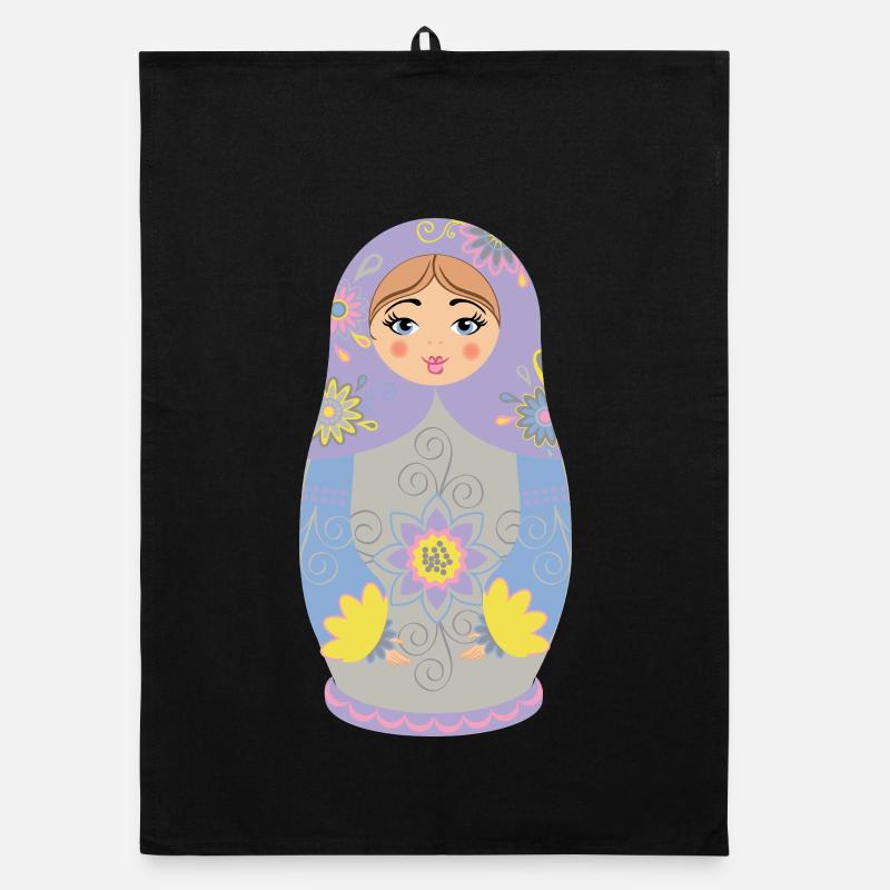 Illustration de poupée matriochka colorée Torchon bio