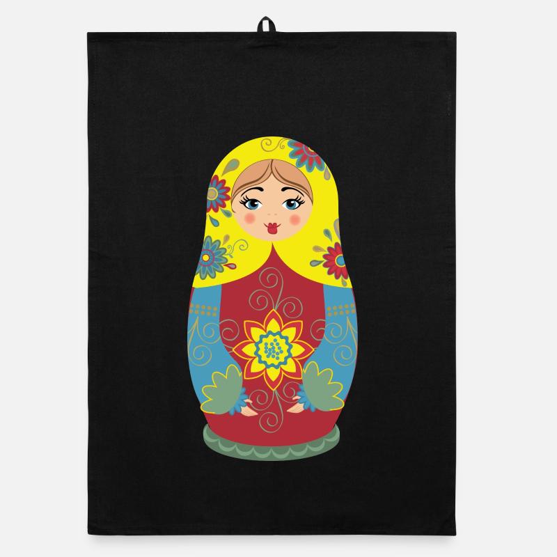 Matryoshka with floral patterns Organic dish towel