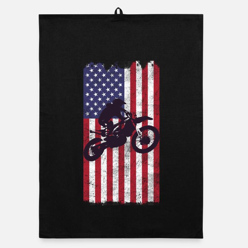 Dirt Biking USA Flag  Organic dish towel