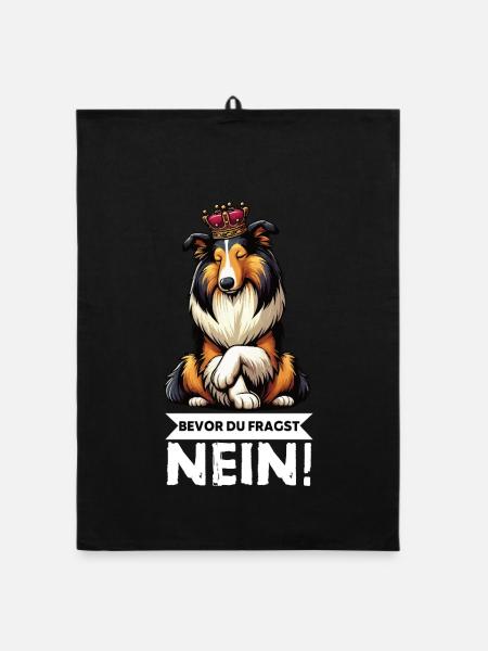 Bevor Du Fragst Nein Collie Colliebesitzer Collies - Organic Geschirrtuch - Schwarz - Vorne