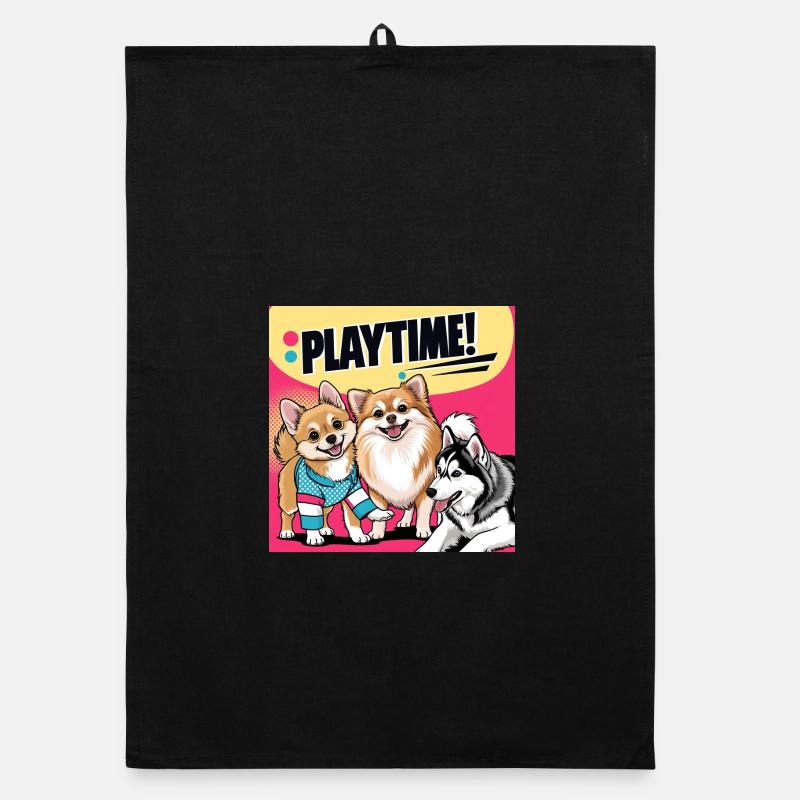Comic Dogs - Playtime Organic dish towel