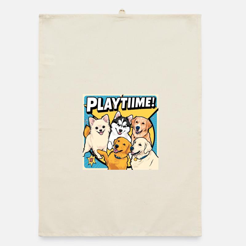 Comic Dogs - Playtime Organic dish towel