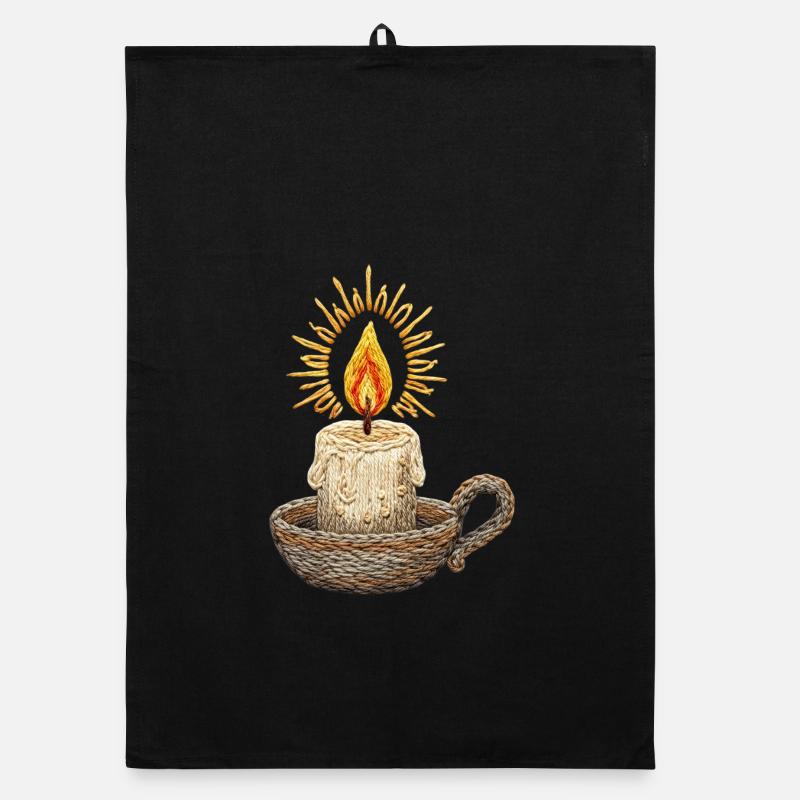 Bestickte Kerze – atmosphärisches Lichtdesign Organic Geschirrtuch