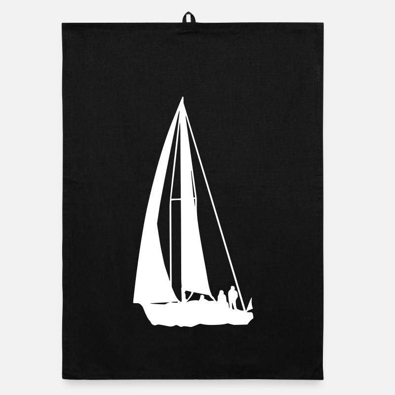 Segeln - Segelboot - Segelturn - Organic Geschirrtuch - Schwarz