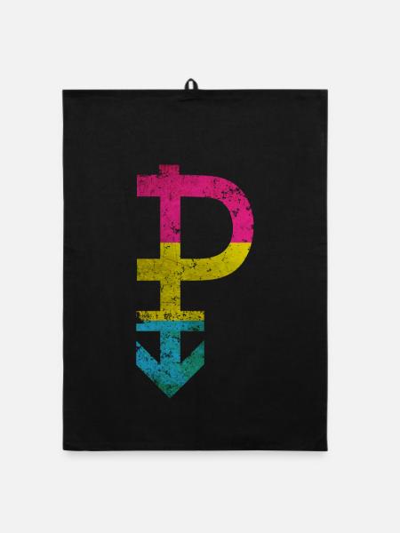 Symbol Pansexualität Stolz Flagge Grunge Effekt - Organic Geschirrtuch - Schwarz - Vorne
