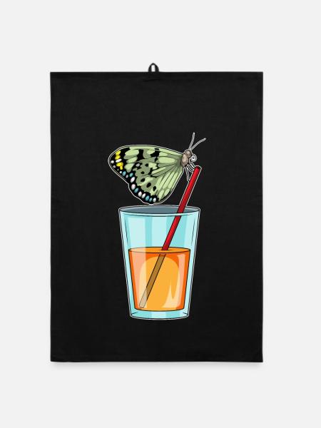 Schmetterling Saft - Organic Geschirrtuch - Schwarz - Vorne