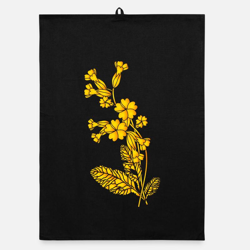Cowslip Sketch – Monochrome Illustration Organic dish towel