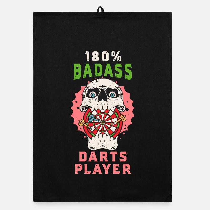 Joueur de fléchettes 180 % Badass - Édition Crâne et Fléchettes Torchon bio