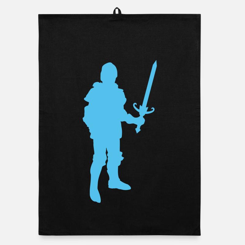Blue Knight Silhouette Organic dish towel