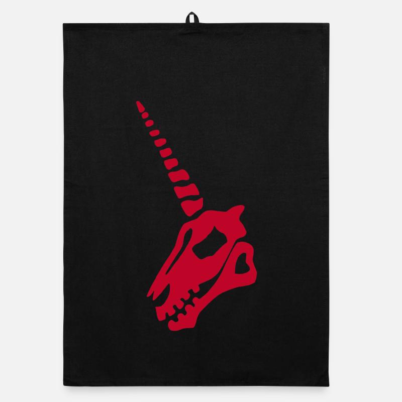 Red Unicorn Skull Organic dish towel